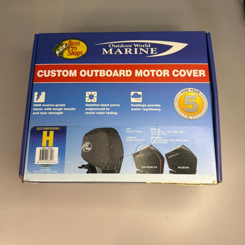 Bass Pro Shops Outboard Motor Cover H Fits Mercury V6 4-Stroke 175-225hp Black